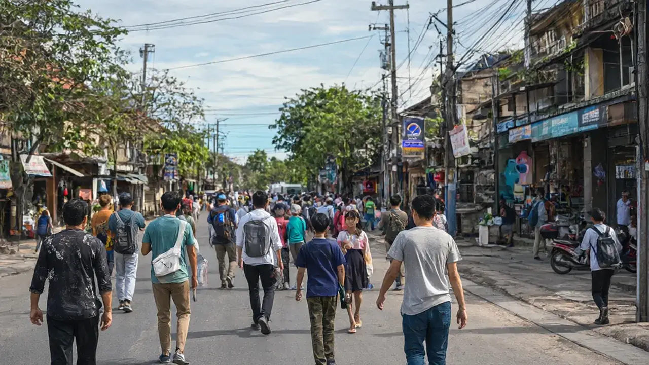 금은방 창구에서 달러 지폐를 동으로 바꾸는 장면